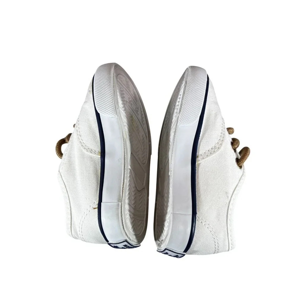 Janie And Jack Toddlers Canvas Sneakers Size 4 White & Beige Rubber Sole